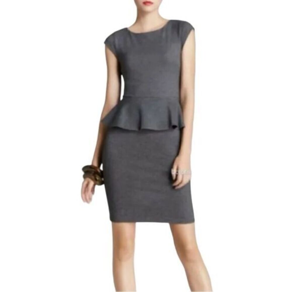 Alice+Olivia Heather Grey Peplum Dress Size S